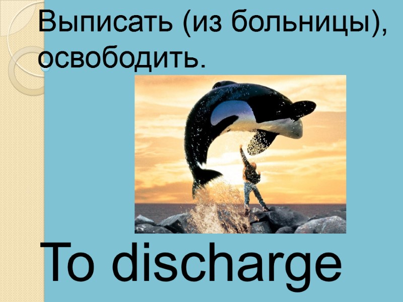 To discharge    Выписать (из больницы), освободить.